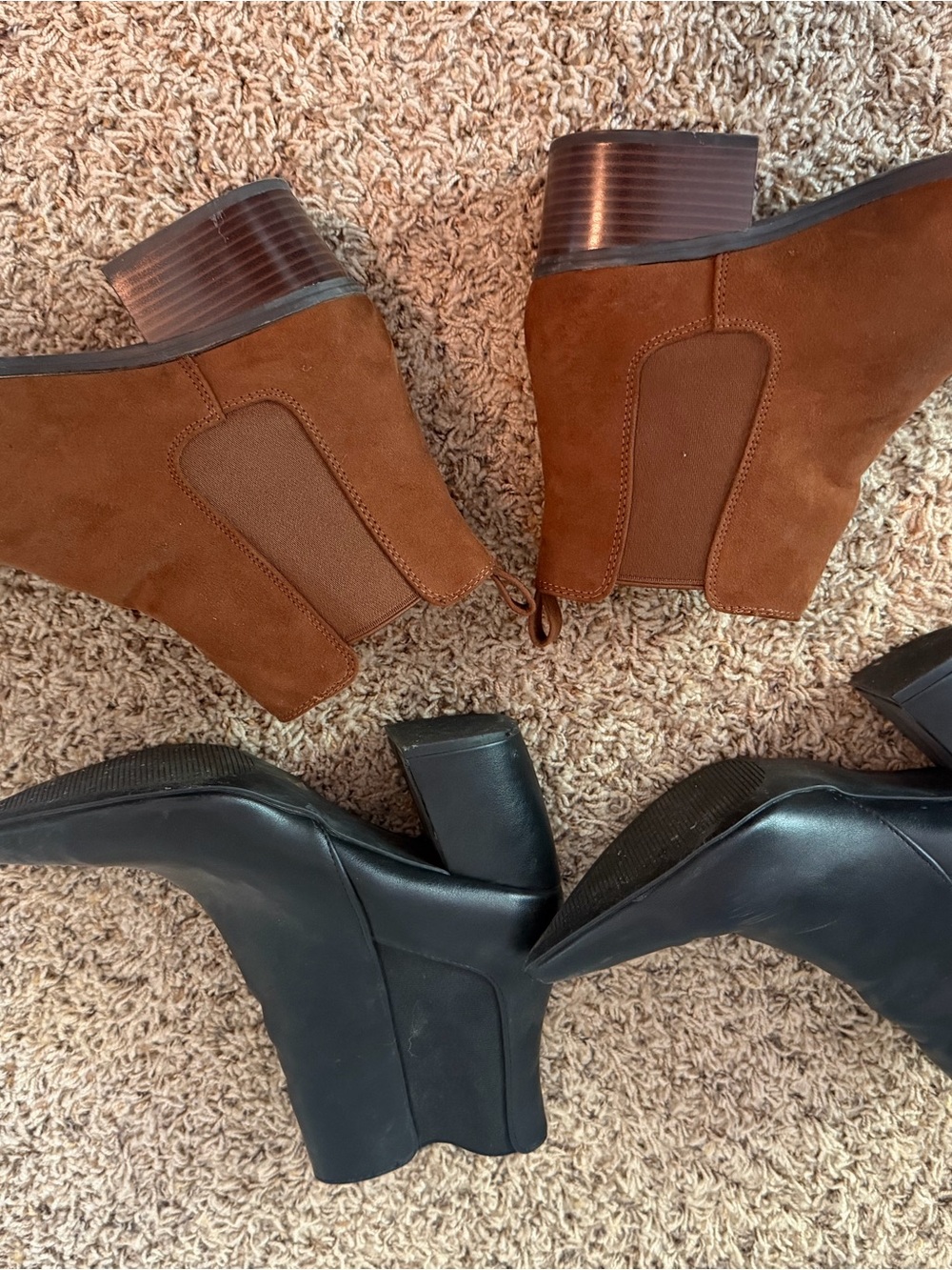 Lulu's Women's Black Leather & Brown Suede Pointed Ankle Boots - Picture 2 of 3